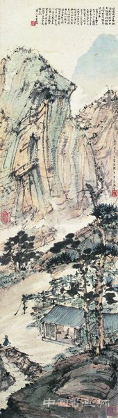 3傅抱石《山中寻诗》,轴,纸本,设色,181×68cm,1943年,南京博物院藏.jpg 往往醉后——傅抱石作品