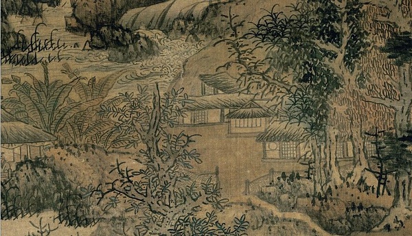 明 蓝瑛 茅亭话旧图 局部